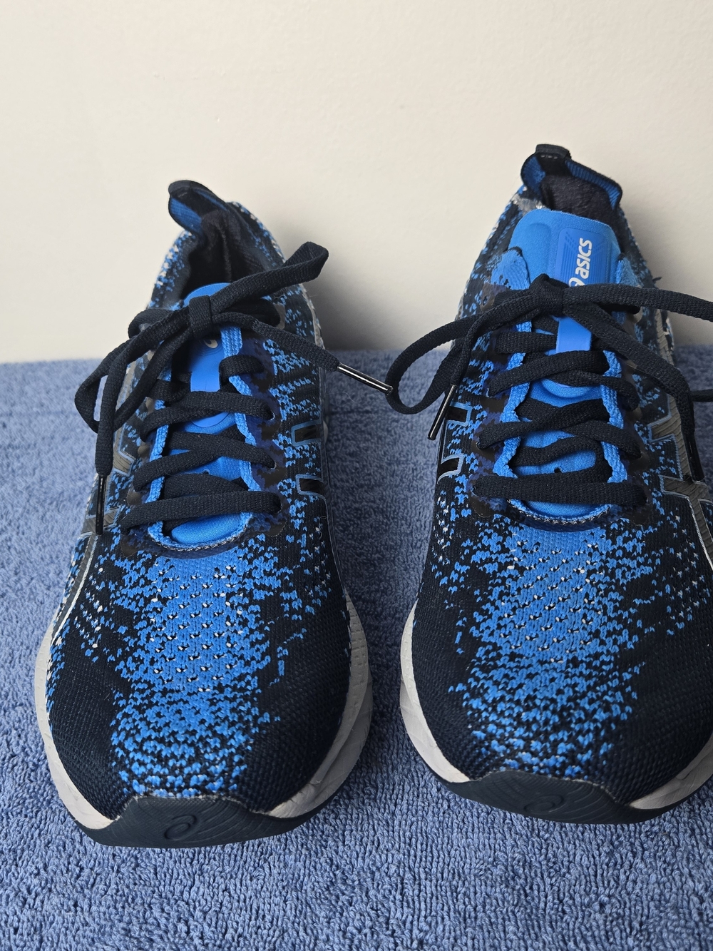 Asics Black and Blue Knit Lace-Up Sneakers